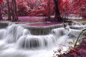 Фреска Водопад в розовом лесу
