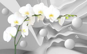 Фотообои Орхидеи с шарами стерео