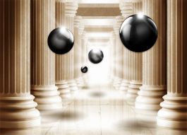 Фотообои Черные 3D шары и колонны