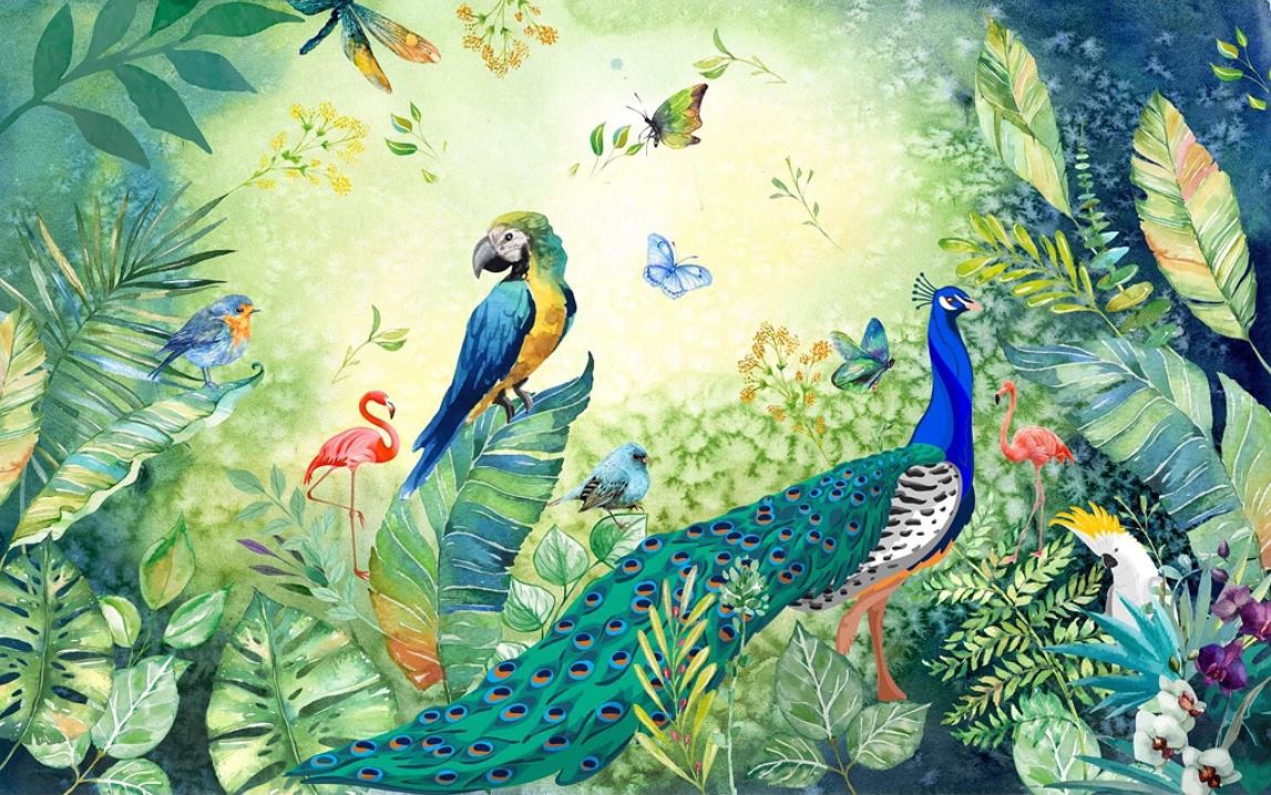 Картина на холсте Экзотические птицы, арт hd2011801