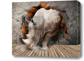 Картина Разрушительный 3D носорог