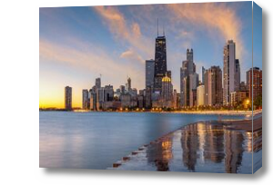 Картина Огни Чикаго на берегу моря