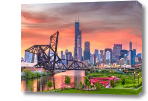 Картина Чикаго на закате