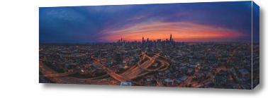 Картина Вид на ночной мегаполис сверху